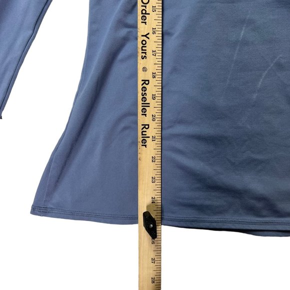 Athleta Shirt Womens Medium Blue Long Sleeve Athletic Active Wear V Neck - Picture 11 of 11